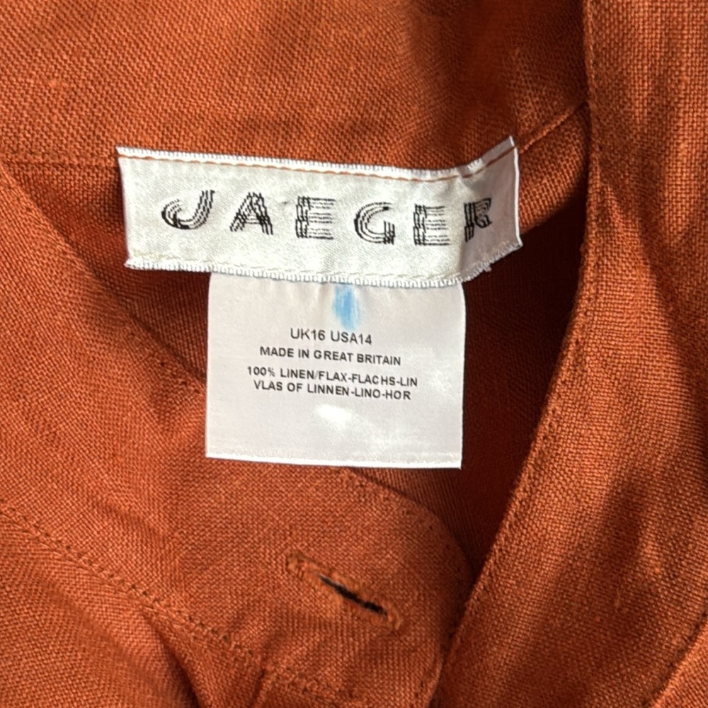 Jaeger Rust Colored Linen Shirt And Pants Set - Picture 15 of 15
